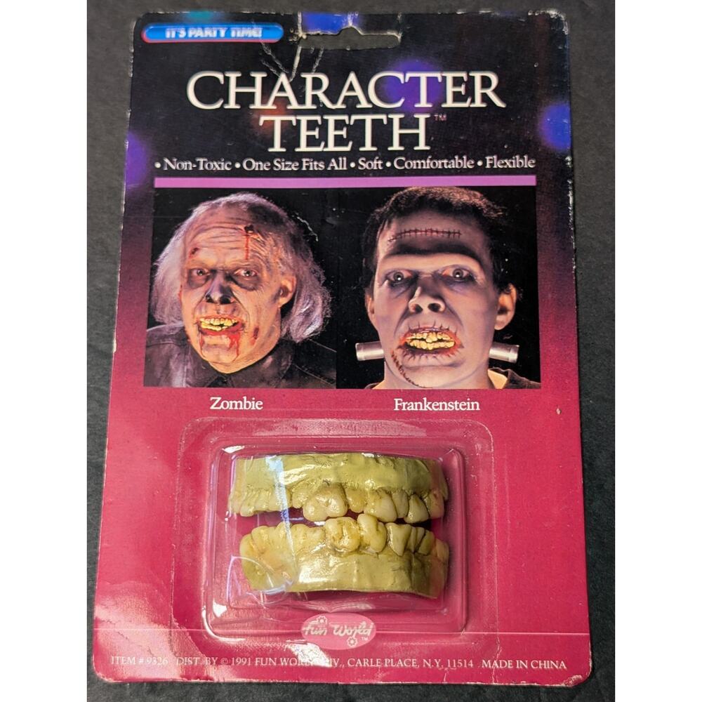 Vtg Fun World Halloween Character Teeth 90s Holiday Monster Costume Scary Gross